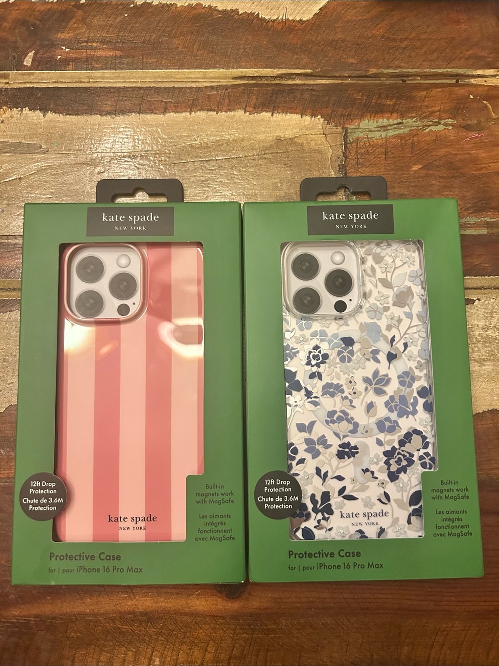 2 kate spade Pink Stripe & Blue Floral iPhone 16 Pro Max Case Duo